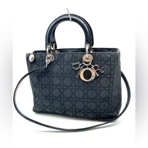 Dior Christian Dior Lady Dior Nylon Black 2Way Shoulder Hand Bag